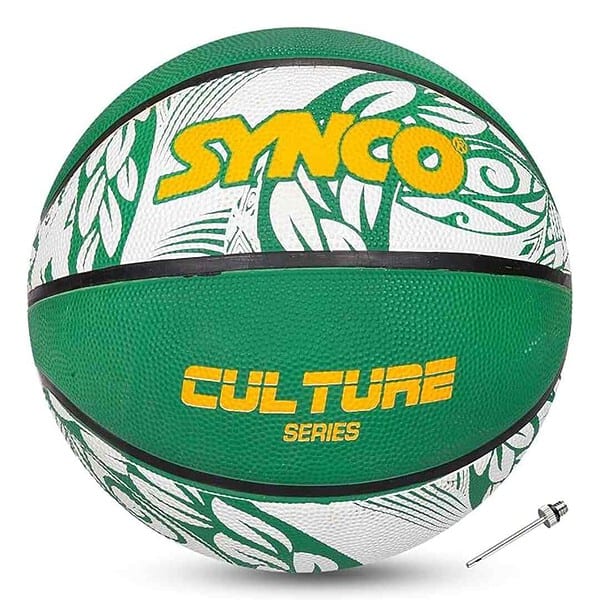 Synco Culture Series Mens Basketball Size7 Moulded Technology 8 Panel Green White - LXINDIA.COM