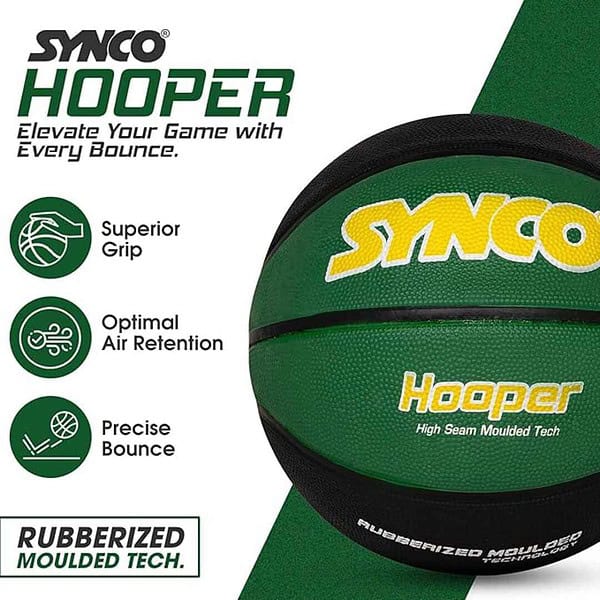 Synco Hooper Series Official Mens Basketball Size 7 Green Black 1 - LXINDIA.COM