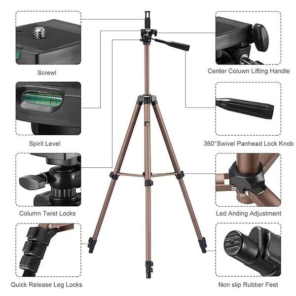 Syvo WT 3130 Aluminum Tripod 133CM with Mobile Phone Holder Mount2 - LXINDIA.COM