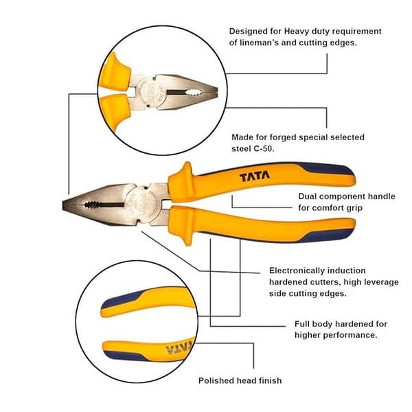 TATA AGRICO COMBINATION PLIER 8inch or 200mm3 - LXINDIA.COM