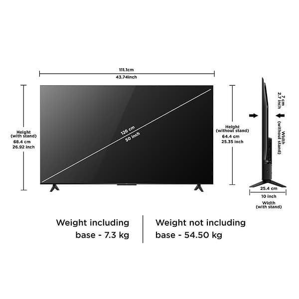 TCL 126 cm 50 inches Metallic Bezel Less Series Smart LED Google TV 50V6B Black4 - LXINDIA.COM