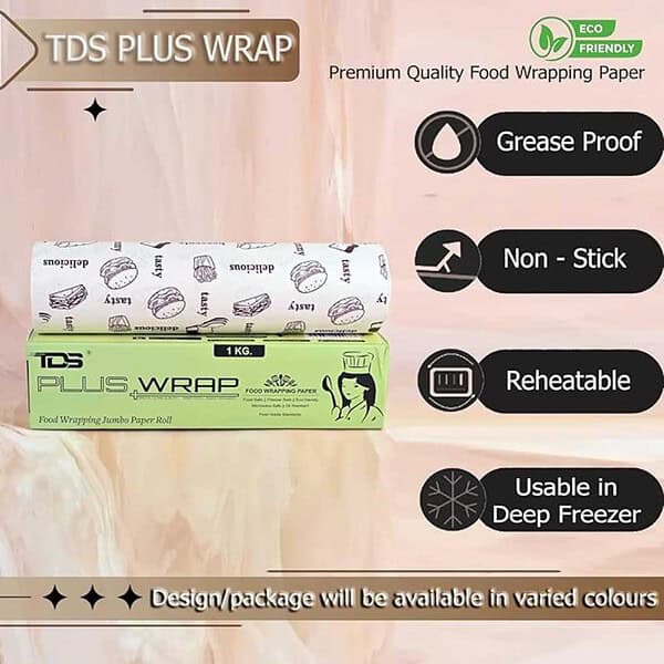 TDS PLUS WRAP Printed Butter Paper for Food Wrapping Brown Printed 1KG 1 - LXINDIA.COM