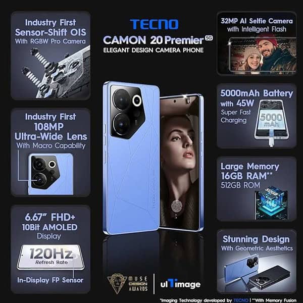 TECNO Camon 20 Premier 5G 8GB RAM 512GB Storage Serenity Blue3 - LXINDIA.COM