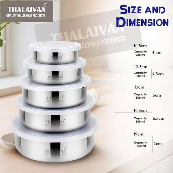 THALAIVAA Steel Fridge Container Set Of 5 Pcs - LXINDIA.COM