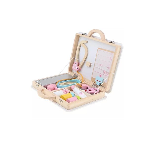 THE BRAIN GYM FACTORY Wooden Doctor Set Pink 15 Pcs 1 - LXINDIA.COM