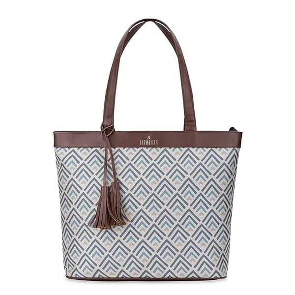 THE CLOWNFISH Casey series 15.6 inch Printed Handicraft Fabric Faux Leather Office Bag - LXINDIA.COM