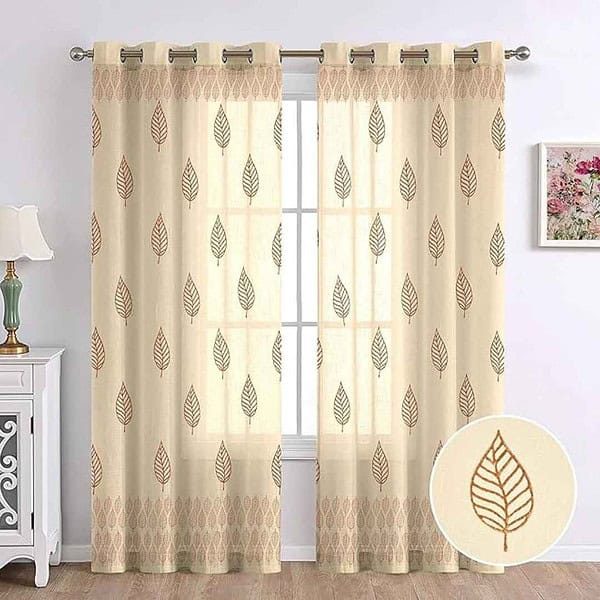 THE LINEN COMPANY Cotton Linen Solid Sheer Curtain Set of 2 - LXINDIA.COM