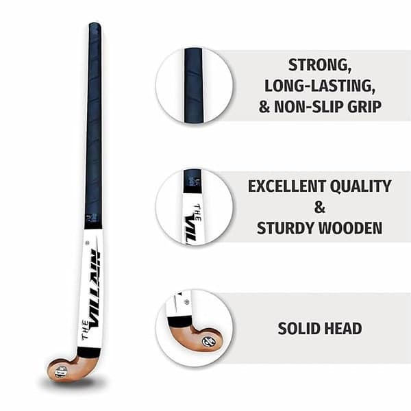 THE VILLAIN Solid Wooden Hockey Stick and Base Bat Combo 2 - LXINDIA.COM