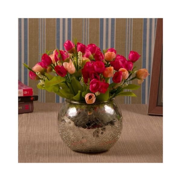 TIED RIBBONS Multicolor Flowers with Mercury Glass Vase for Home Decor - LXINDIA.COM