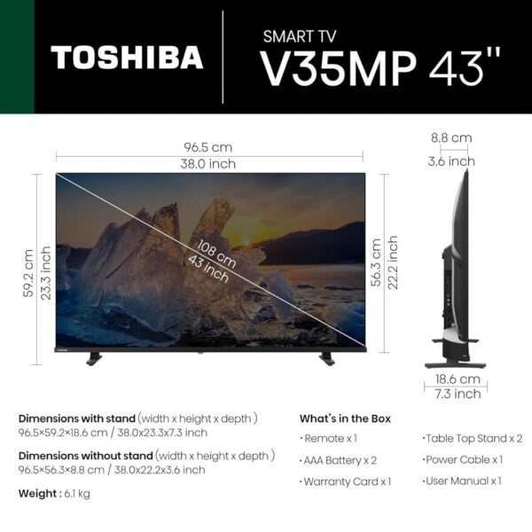 TOSHIBA 108 cm 43 inches V Series LED TV 43V35MP Black4 - LXINDIA.COM