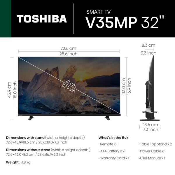 TOSHIBA 80 cm 32 inches V Series LED TV 32V35MP Black1 - LXINDIA.COM