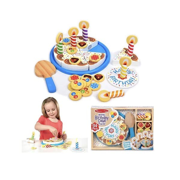 TOYARTSY Birthday Party Cake Wooden Play Kitchen Set 02 - LXINDIA.COM