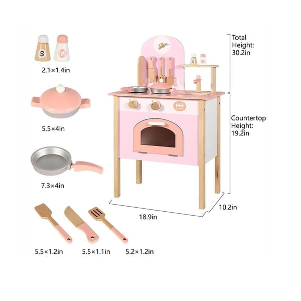 TOYARTSY Colourful Wooden Kids Play Kitchen Set Pink 01 - LXINDIA.COM