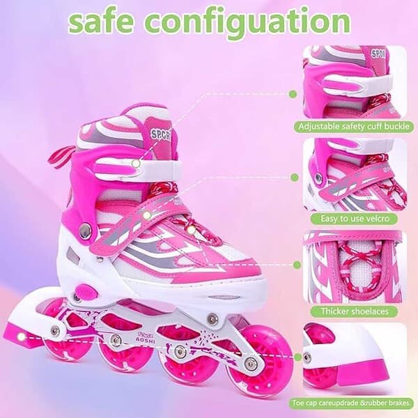 TOYZIA Roller Skates for Boys and Girls Pink 3 - LXINDIA.COM