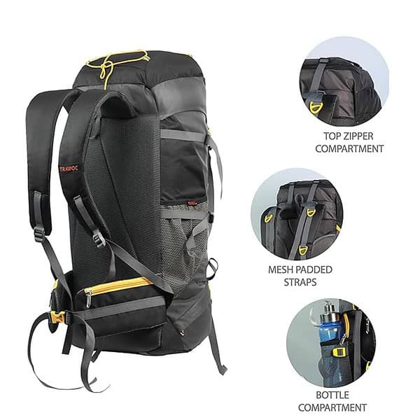 TRAWOC TREKELITE 60L Travel Backpack Black 2 - LXINDIA.COM