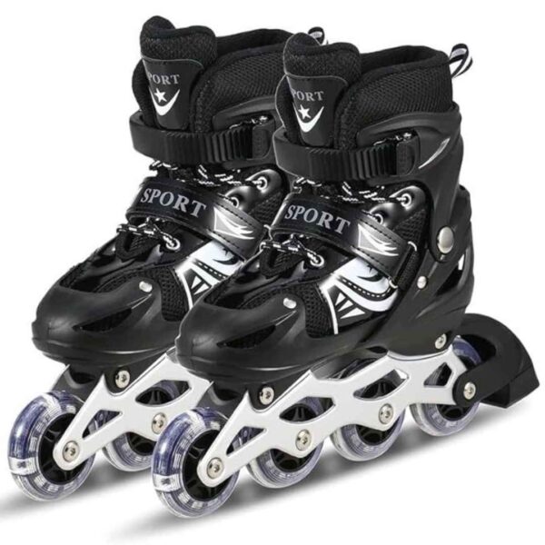 TRENDWAY TOYS Adjustable Size Inline roller Skating Shoes for Boys Girls Black 1 - LXINDIA.COM