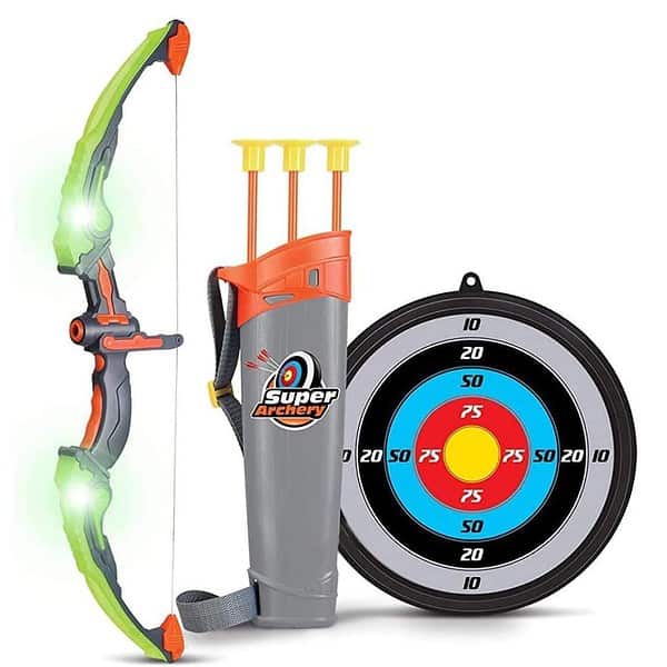 Tec Tavakkal Kids Bow And Arrow Toy ith 3 Suction Cup Arrows Target Quiver with Li - LXINDIA.COM