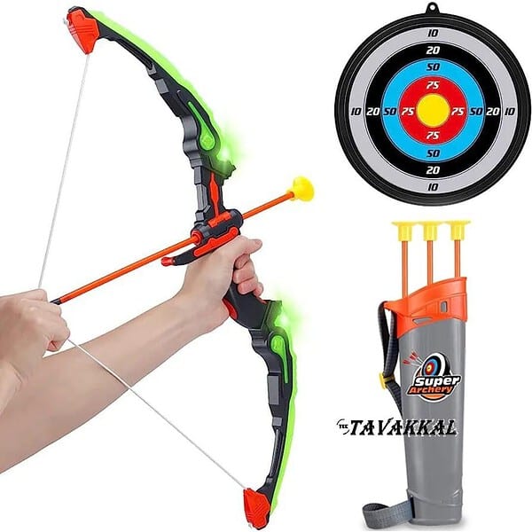 Tec Tavakkal Kids Bow And Arrow Toy ith 3 Suction Cup Arrows Target Quiver with Li A - LXINDIA.COM