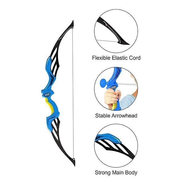 Tec Tavakkal Kids Bow And Arrow Toy with 3 Suction Cup Arrows Target And Quiver Blue b - LXINDIA.COM