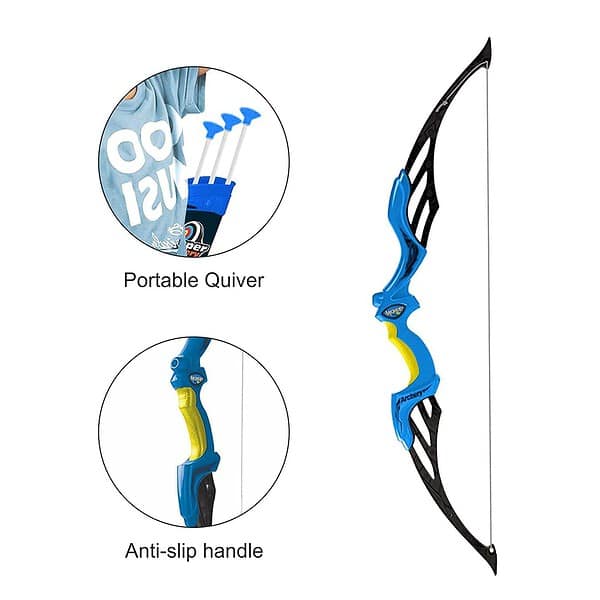 Tec Tavakkal Kids Bow And Arrow Toy with 3 Suction Cup Arrows Target And Quiver Blue c - LXINDIA.COM