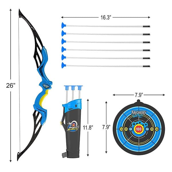 Tec Tavakkal Kids Bow And Arrow Toy with 3 Suction Cup Arrows Target And Quiver Blue d - LXINDIA.COM