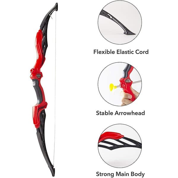 Tec Tavakkal Kids Bow And Arrow Toy with 3 Suction Cup Arrows Target And Quiver Red b - LXINDIA.COM