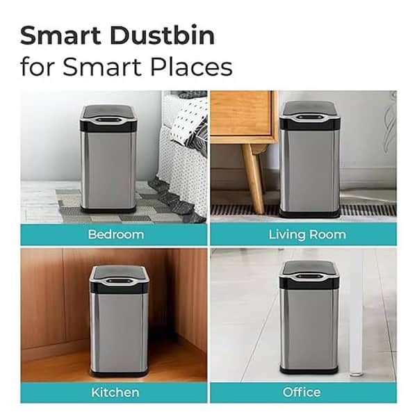 The Better Home 12L Dustbin For Kitchen Bathroom Silver 3 - LXINDIA.COM