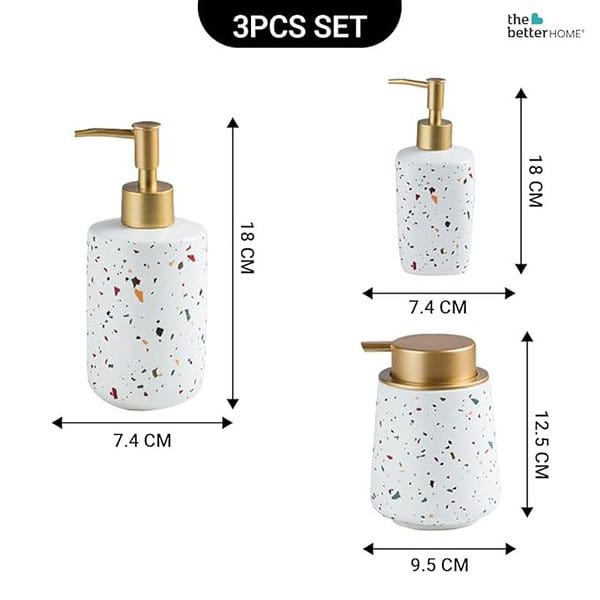 The Better Home Ceramic Soap Dispenser 350ML 3Pcs Soap Dispenser 3 1 - LXINDIA.COM