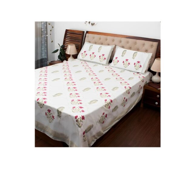 The Curio Street King Size Double BedsheetPink A - LXINDIA.COM