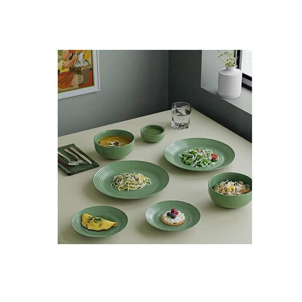 The Earth Store Spiral Green Set of 21 Piece Ceramic Dinner Set c - LXINDIA.COM