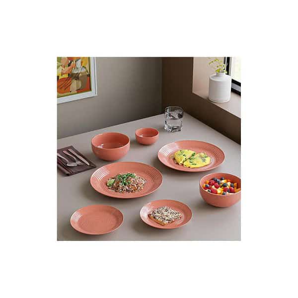 The Earth Store Spiral Pink Set of 20 Piece Ceramic Dinner Set C - LXINDIA.COM