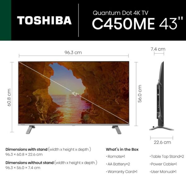 Toshiba 108 cm 43 inches 4K Ultra HD Smart QLED TV 43C450ME Silver5 - LXINDIA.COM