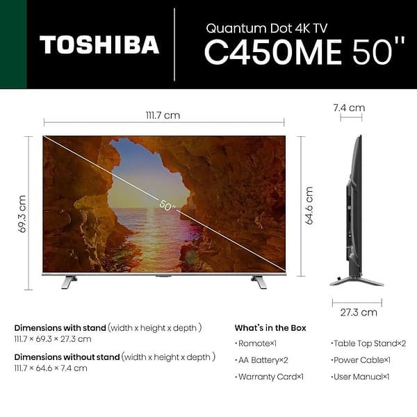 Toshiba 126 cm 50 inches 4K Ultra HD Smart QLED TV 50C450ME Silver4 - LXINDIA.COM