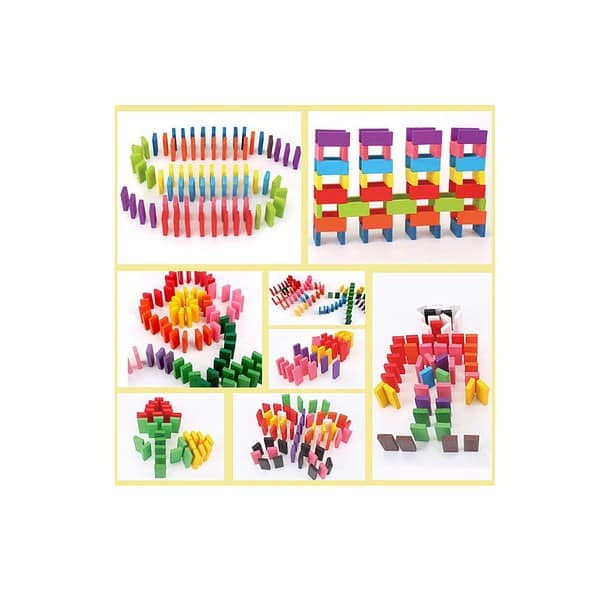 Toyshine 120 pcs 12 Color Wooden Dominos Blocks Set 3 - LXINDIA.COM