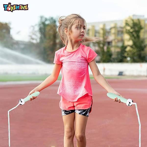 Toyshine Adjustable Length Tangle Free Segment PVC Soft Beaded 2.6M Fitness Jump Rope Green Panda 2 - LXINDIA.COM