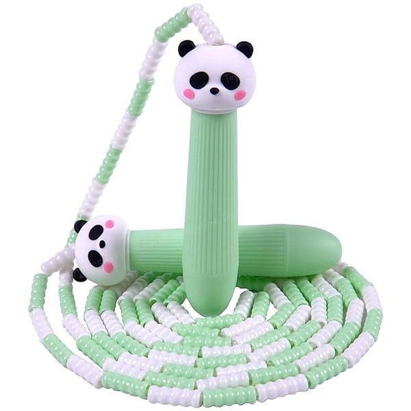 Toyshine Adjustable Length Tangle Free Segment PVC Soft Beaded 2.6M Fitness Jump Rope Green Panda - LXINDIA.COM