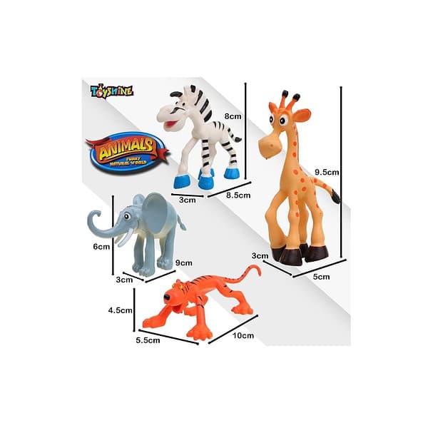 Toyshine Cartoon Style Pack of 6 Animal Rubber Play Toy B - LXINDIA.COM