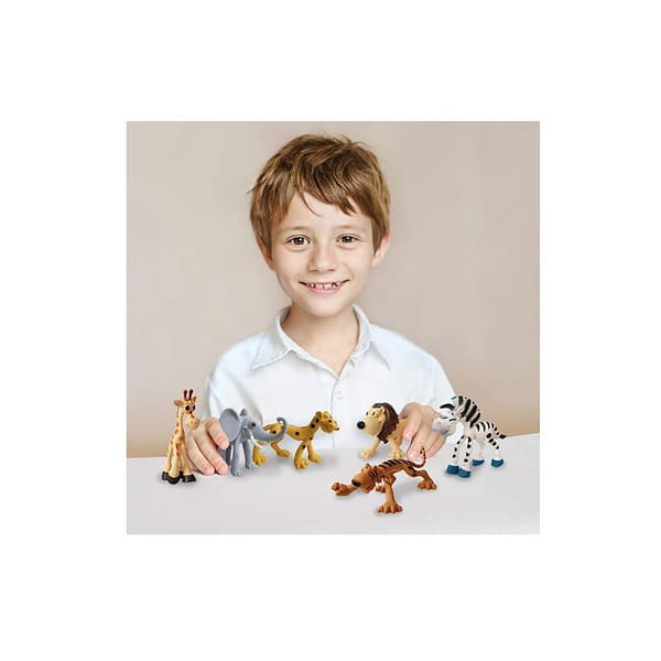 Toyshine Cartoon Style Pack of 6 Animal Rubber Play Toy C - LXINDIA.COM