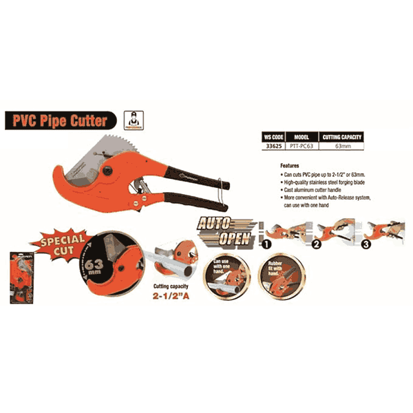 Tuqo Pumpkin PVC Pipe Cutter Heavy Duty Professional Series 63MM2 - LXINDIA.COM