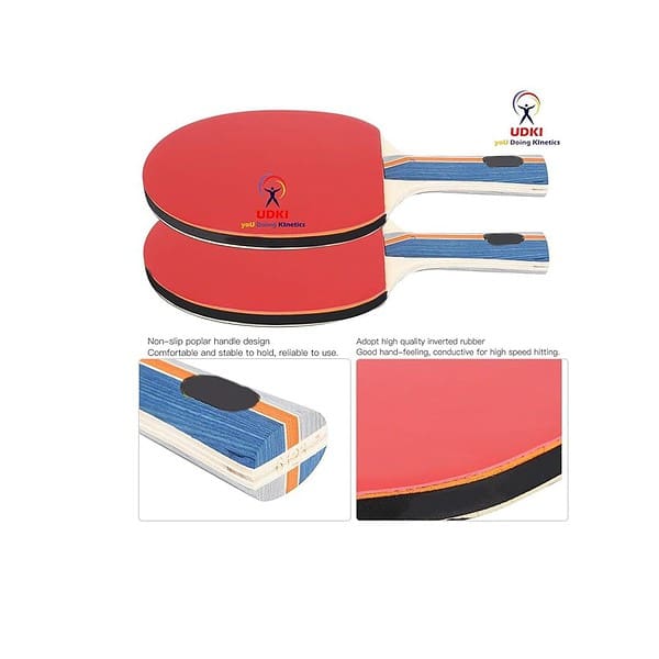 UDKI Table Tennis Racquet Set for Professional Players with 2 Bats 3 Balls Carry Bag Black and Red A - LXINDIA.COM