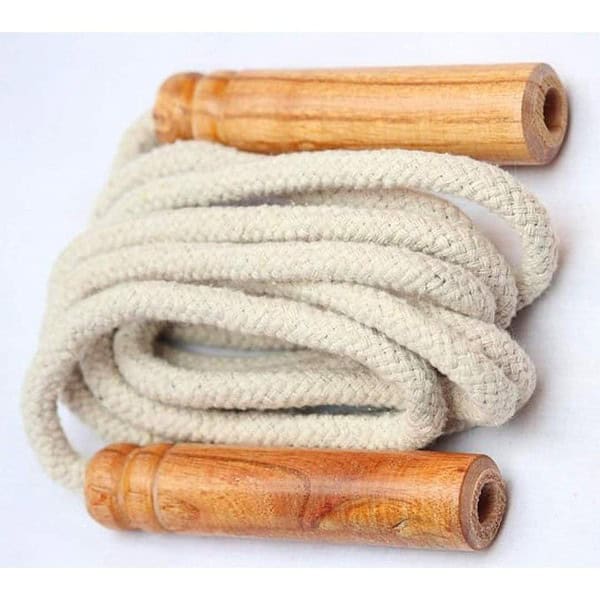 UG Sports Wooden Jumping Skipping Rope Brown Handle White Rope 1 - LXINDIA.COM