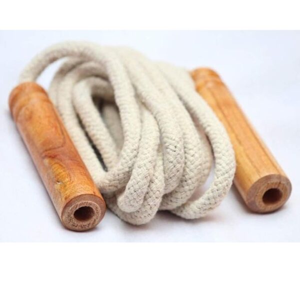 UG Sports Wooden Jumping Skipping Rope Brown Handle White Rope 2 - LXINDIA.COM