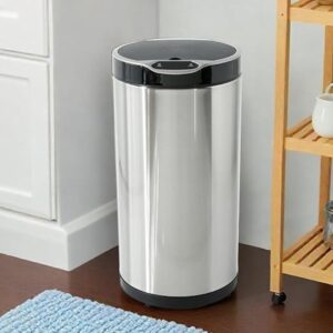 UMAI 20L Round Stainless Steel Automatic Dustbin For Kitchen Silver - LXINDIA.COM