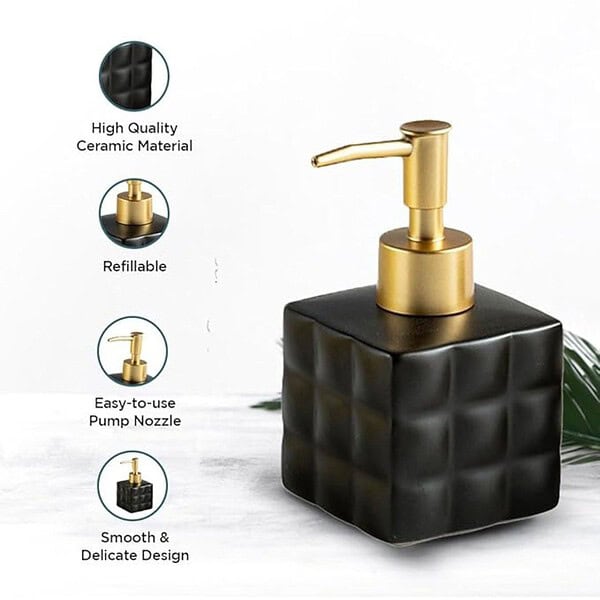 UMAI Dispenser Stoneware Bathroom Shampoo Dispenser Green 2 - LXINDIA.COM