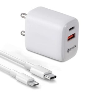 UNIGEN 30W Dual USB A USB C Charger with C to L Type Cable - LXINDIA.COM