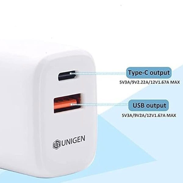 UNIGEN 30W Dual USB A USB C Charger with C to L Type Cable1 - LXINDIA.COM