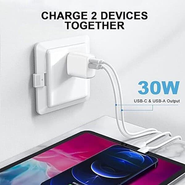 UNIGEN 30W Dual USB A USB C Charger with C to L Type Cable3 - LXINDIA.COM