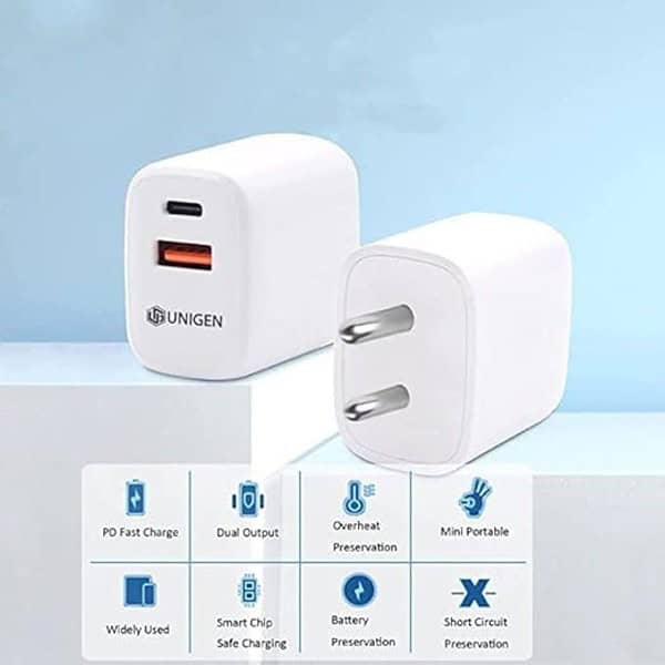 UNIGEN 30W Dual USB A and USB C Wall Charger with C to L Type Cable2 - LXINDIA.COM