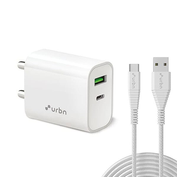 URBN 20W QCPD Dual Wall Adapter with USB Type C Cable - LXINDIA.COM