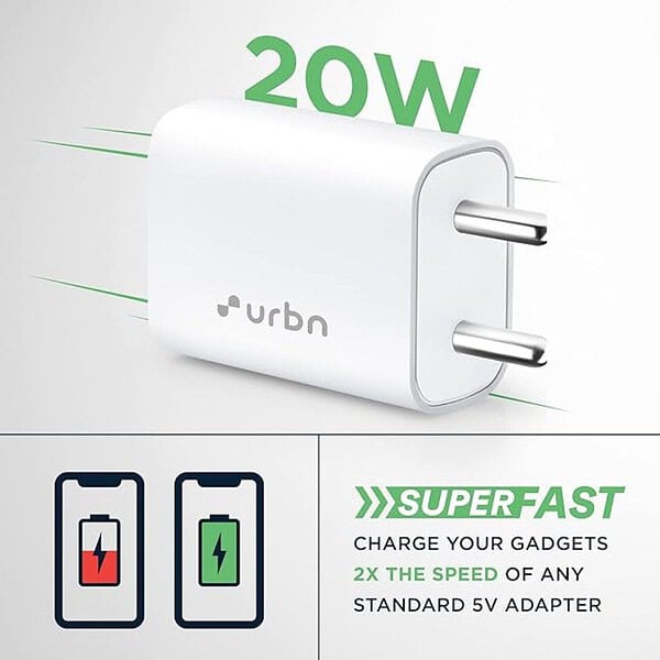 URBN 20W QCPD Dual Wall Adapter with USB Type C Cable2 - LXINDIA.COM